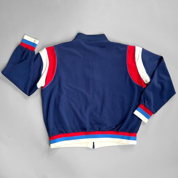 Vintage 90s NIKE Track Jacket XL Taiwan Navy Poly Cotton Warm Up Swish Logo - Picture 3 of 9